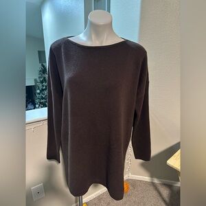 NWOT Pure Jill Element Brown Mix Cashmere 3/4 Sleeve Blouse Top Size L (A5)